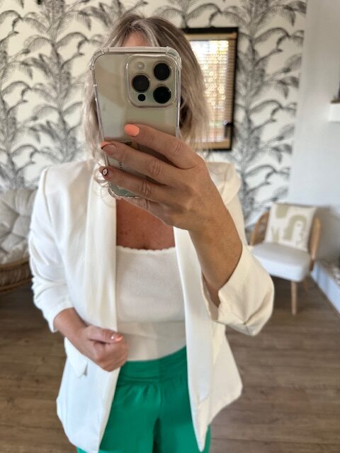 Blazer blanc femme manches 3/4 – Image 2